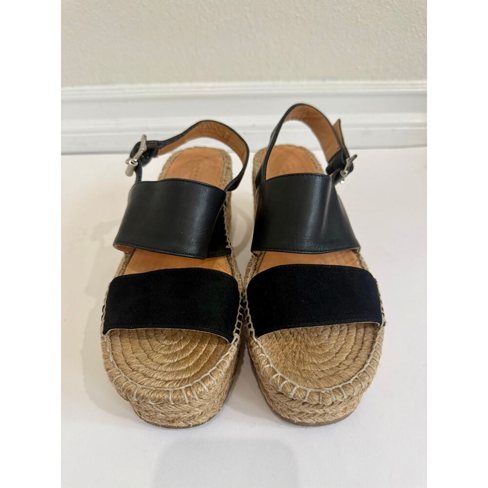 Rag & Bone Black Leather Suede Espadrille Platform Wedge Sandals Size EU 38 US 8 - Picture 4 of 12